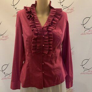 Katherine Barclay. Sz S. Knife Pleated. Button/loop Closure. Cotton. B59.